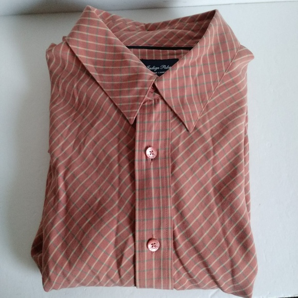 VERY TALL XL Men INDIGO PALMS Rusty brick Burnt orange-brown color Dress shirt - Picture 8 of 8